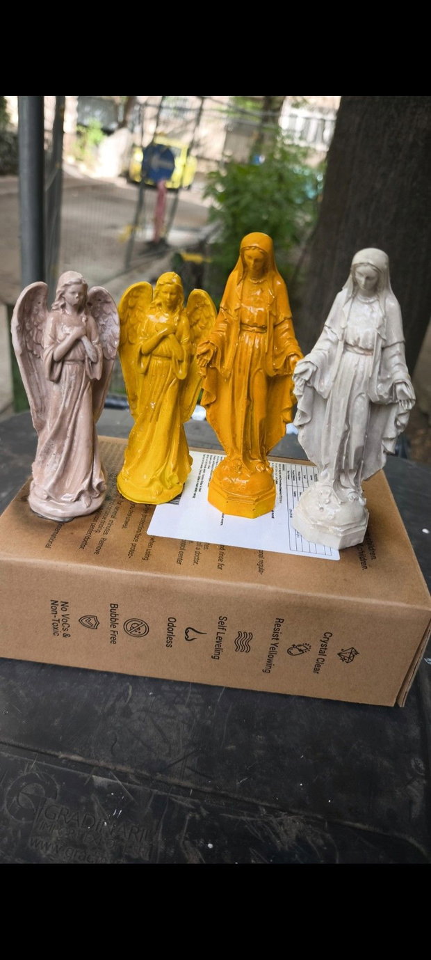 Îngeraș și Maica Domnului din ipsos  decorațiuni handmade