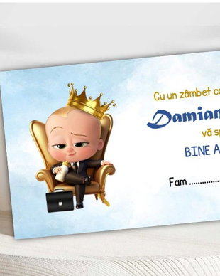 Plic bani botez băiețel Baby Boss cu coroniță  personalizat