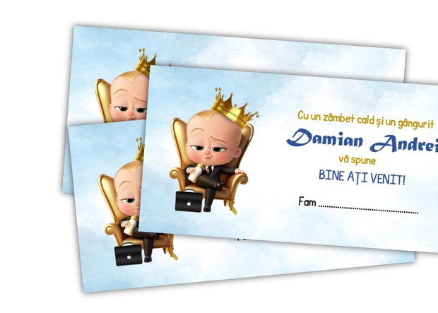 Plic bani botez băiețel Baby Boss cu coroniță  personalizat
