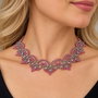 Colier handmade din dantelă frivolite, argintiu cu mărgele mov deschis  Eleganță delicată