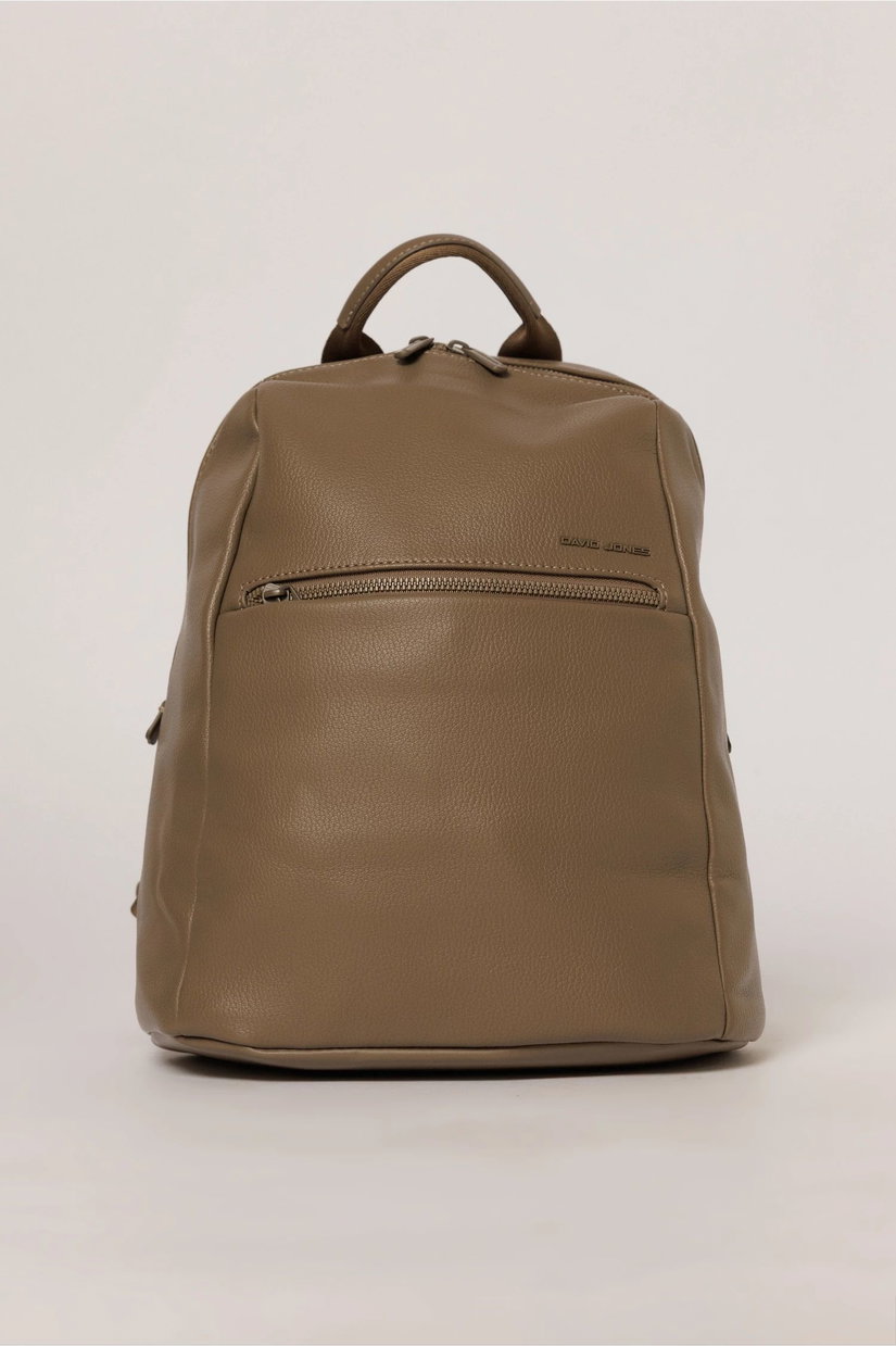 Rucsac casual gri cu buzunar frontal si aspect rafinat