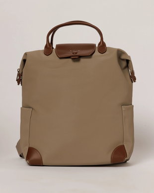 Geanta maxi taupe tip rucsac cu buzunare laterale
