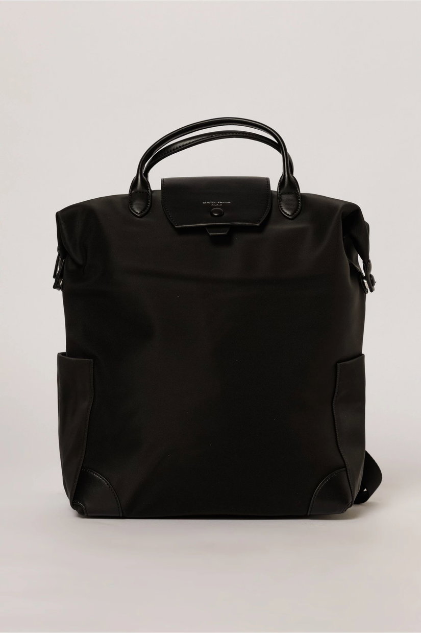 Geanta maxi neagra tip rucsac cu buzunare laterale