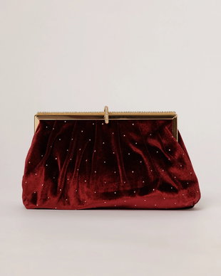 Clutch plic bordo catifelat decorat cu pietre stralucitoare