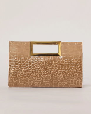 Clutch elegant bej cu design modern crocodil