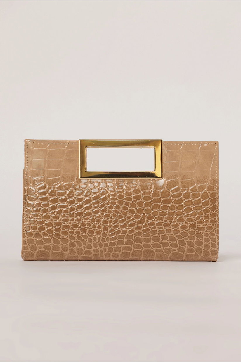 Clutch elegant bej cu design modern crocodil