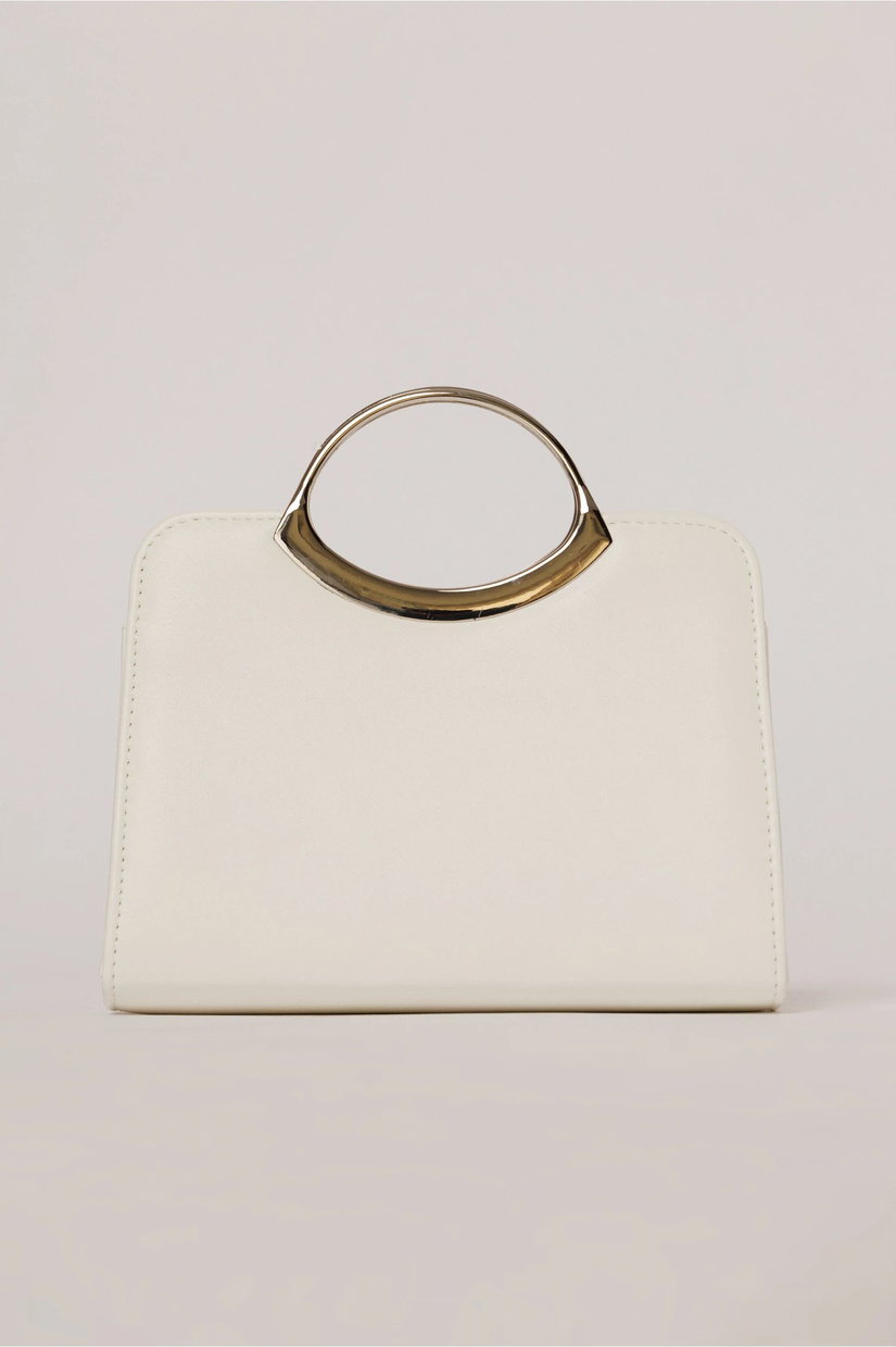 Clutch elegant alb din piele ecologica cu design modern