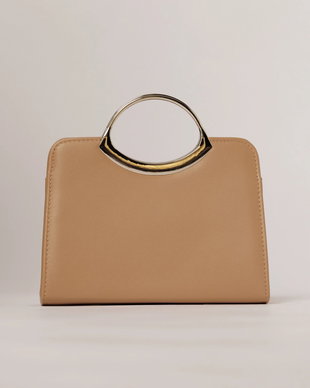 Clutch elegant bej din piele ecologica cu design modern