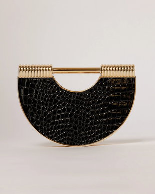 Clutch negru cu design deosebit si aspect de piele de crocodil