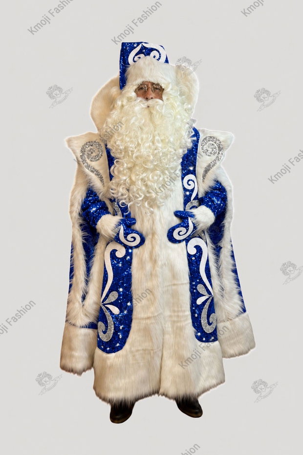 Costum Moș Crăciun Albastru Model Luxury Adult