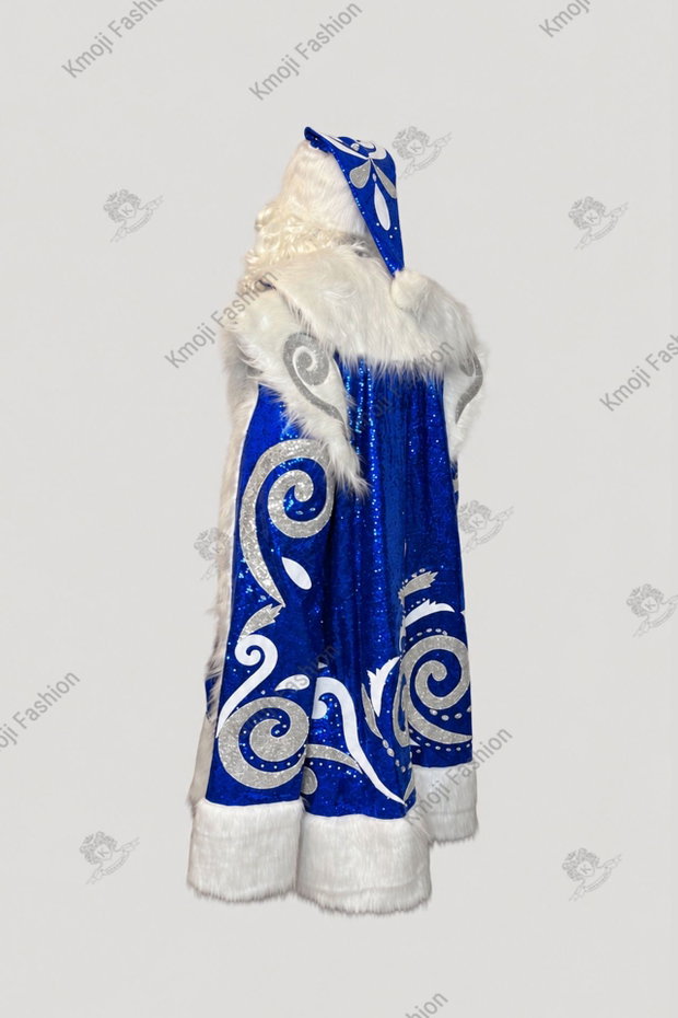 Costum Moș Crăciun Albastru Model Luxury Adult