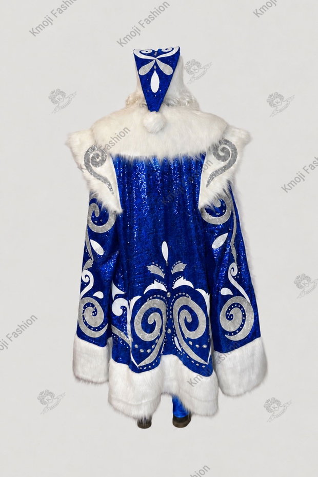 Costum Moș Crăciun Albastru Model Luxury Adult