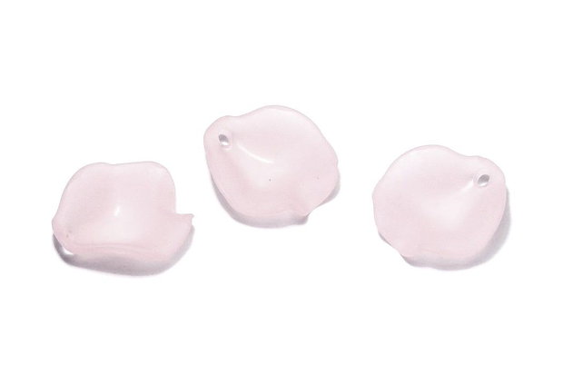 Pandantiv din acril, frosted, frunza, 15x15x4 mm, roz deschis