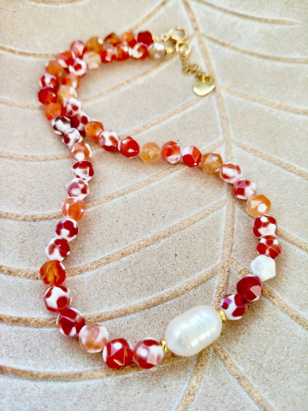 Colier CHOKER agate portocalii