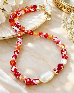 Colier CHOKER agate portocalii