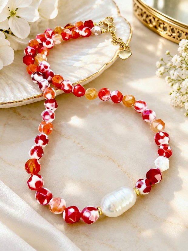Colier CHOKER agate portocalii