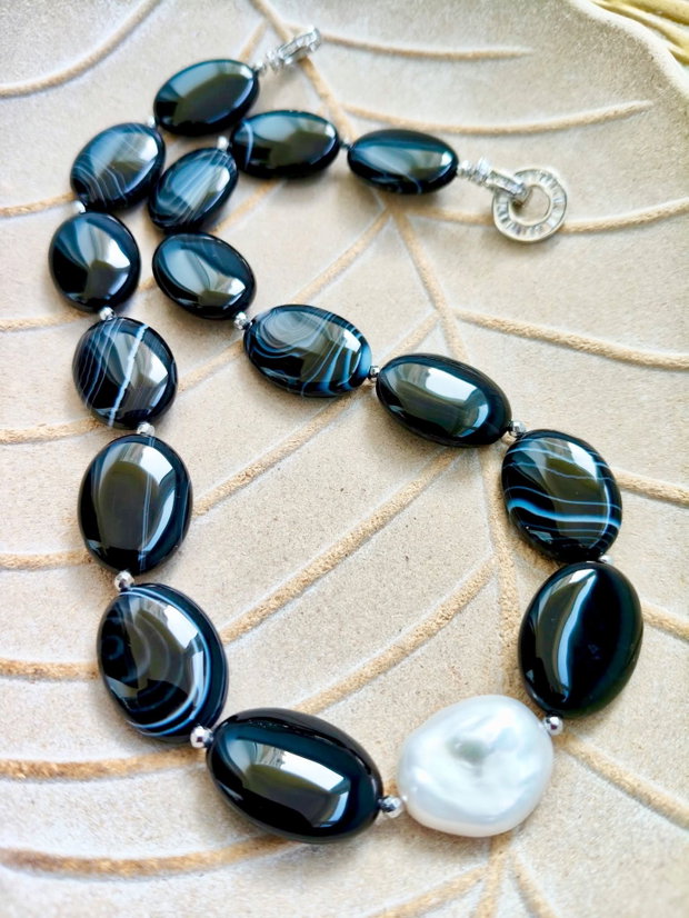 Colier agate onix dantela