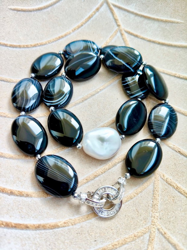 Colier agate onix dantela