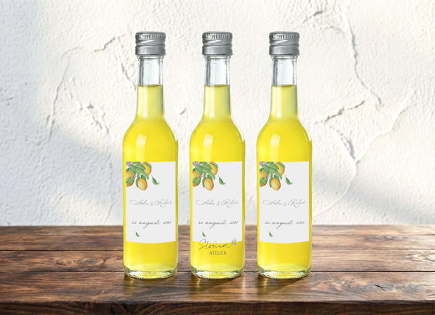 Mărturie nuntă sticluță cu limoncello