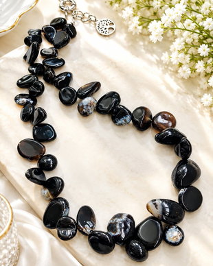 Colier agate negre / onix negru
