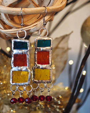 Cercei unicat sticla și cristale Swarovski