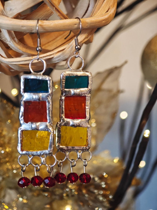 Cercei unicat sticla și cristale Swarovski