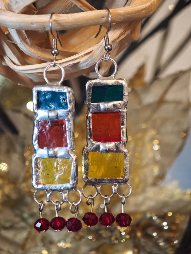 Cercei unicat sticla și cristale Swarovski
