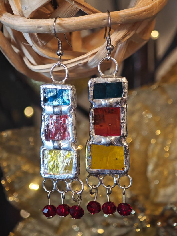 Cercei unicat sticla și cristale Swarovski