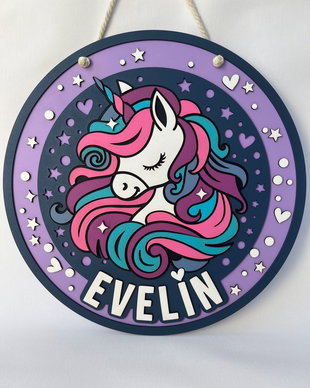 Decoratiune unicorn personalizata cu nume pentru camera copilului