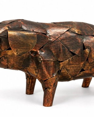 Decoratiune porc din metal pentru gradina