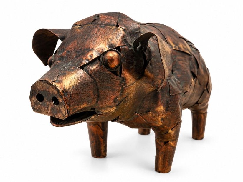 Decoratiune porc din metal pentru gradina