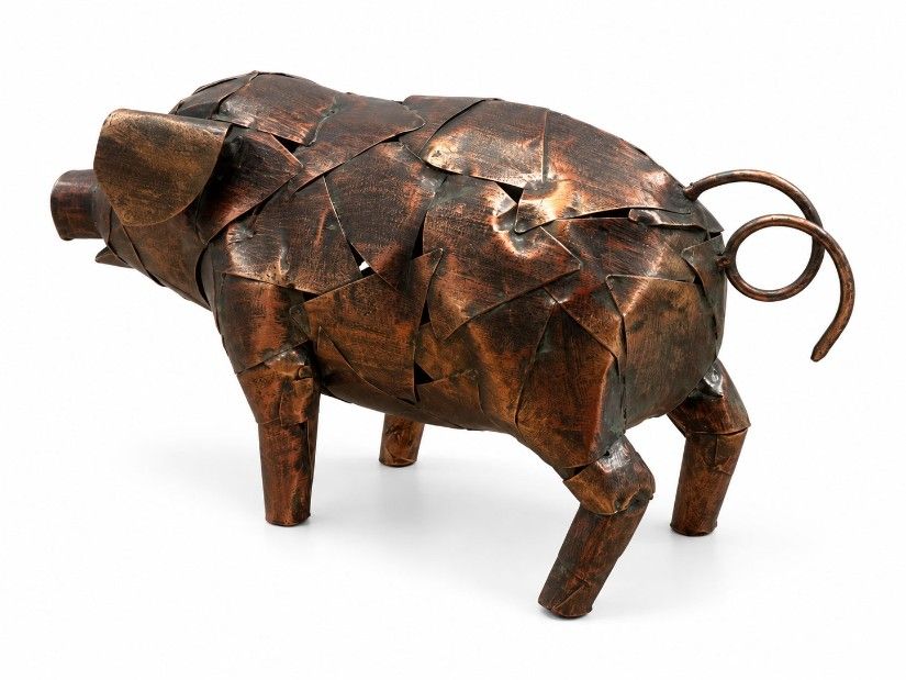Decoratiune porc din metal pentru gradina