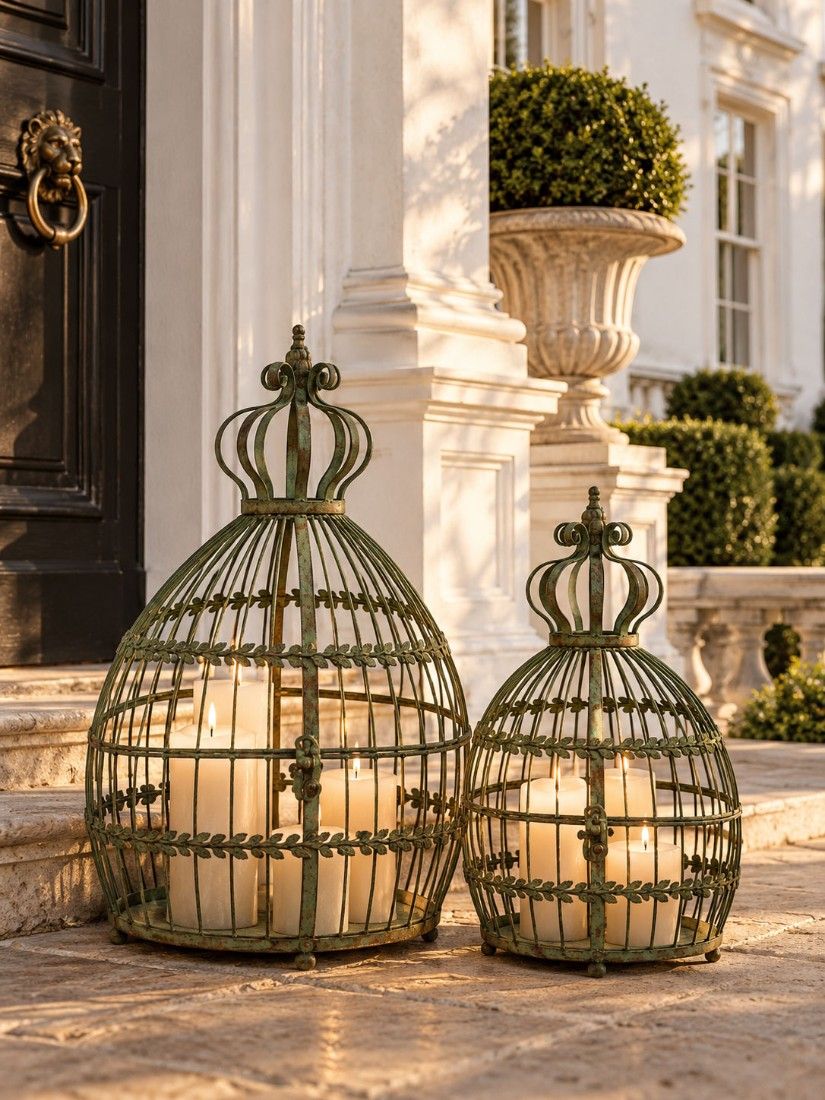 Set doua colivii din fier forjat antik green