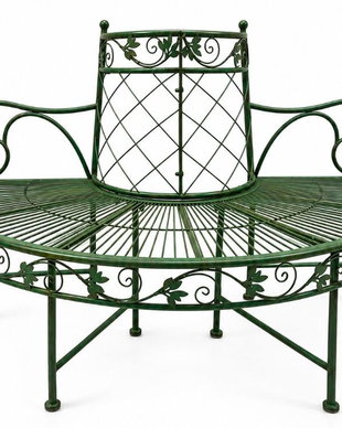 Banca copac din fier forjat antik green
