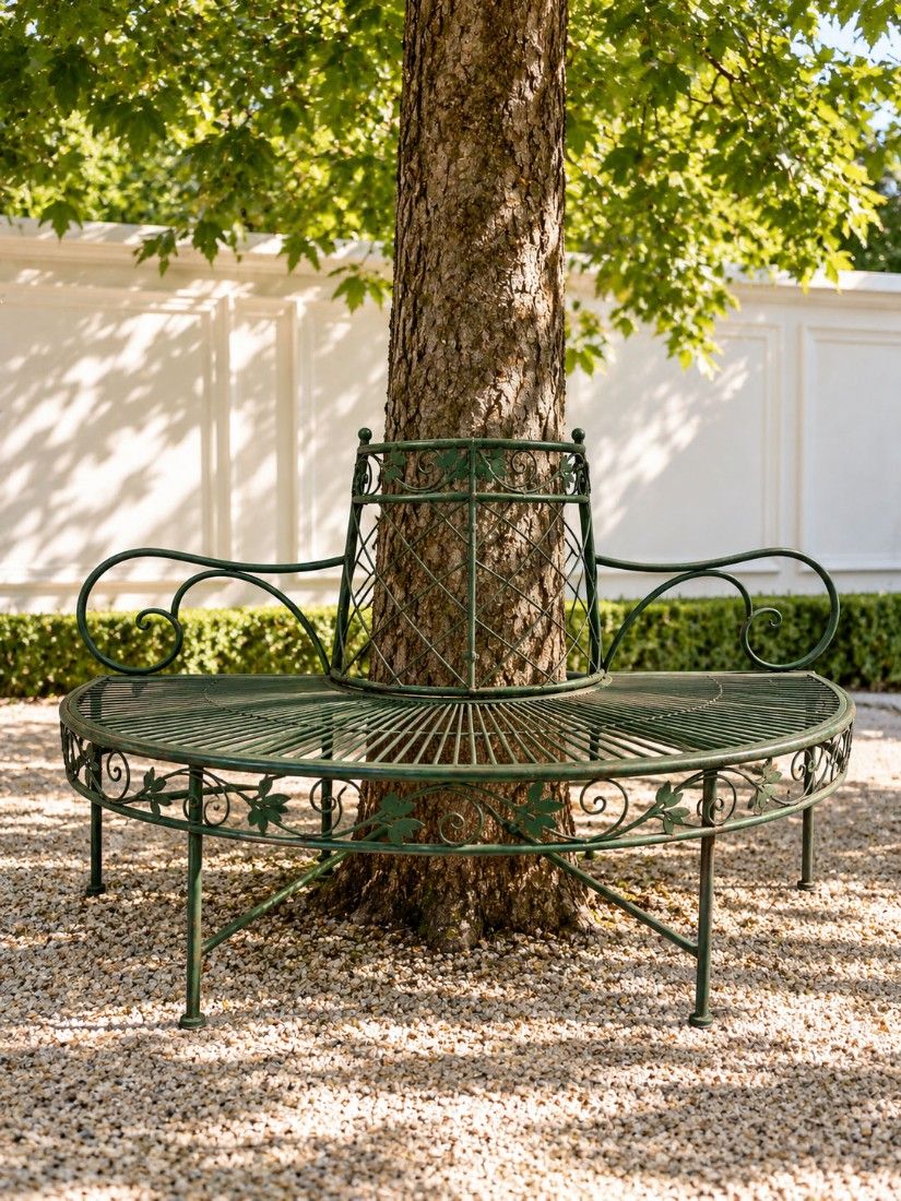 Banca copac din fier forjat antik green
