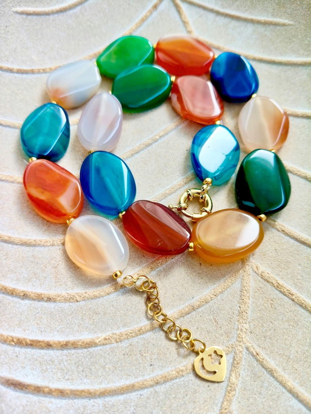 Colier agate colorate