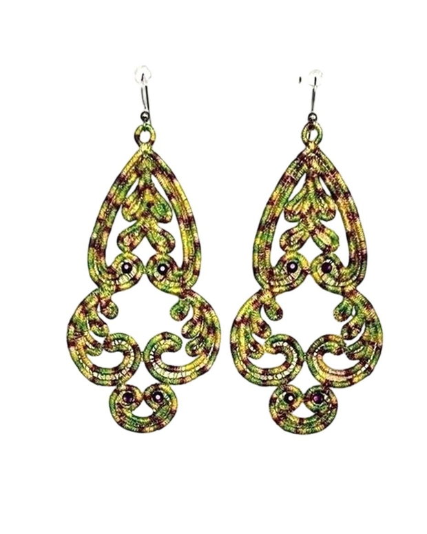 Cercei Candelabru Verde Degrade cu Cristale
