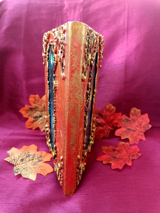 Jurnal handmade B5 cu vitraliu gotic și relief 3D