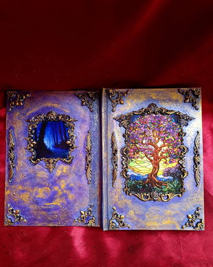 Jurnal handmade B5 Arborele Vieții, stil fantasy