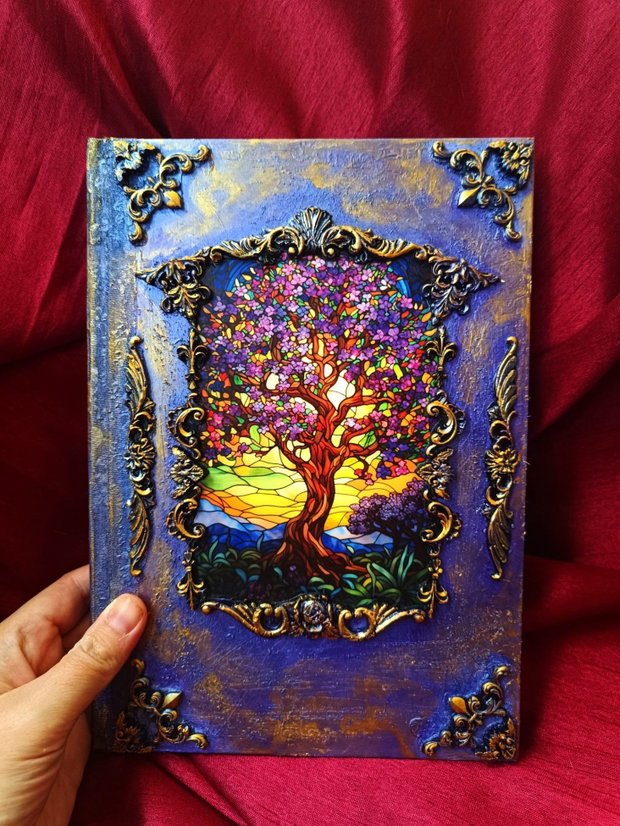 Jurnal handmade B5 Arborele Vieții, stil fantasy