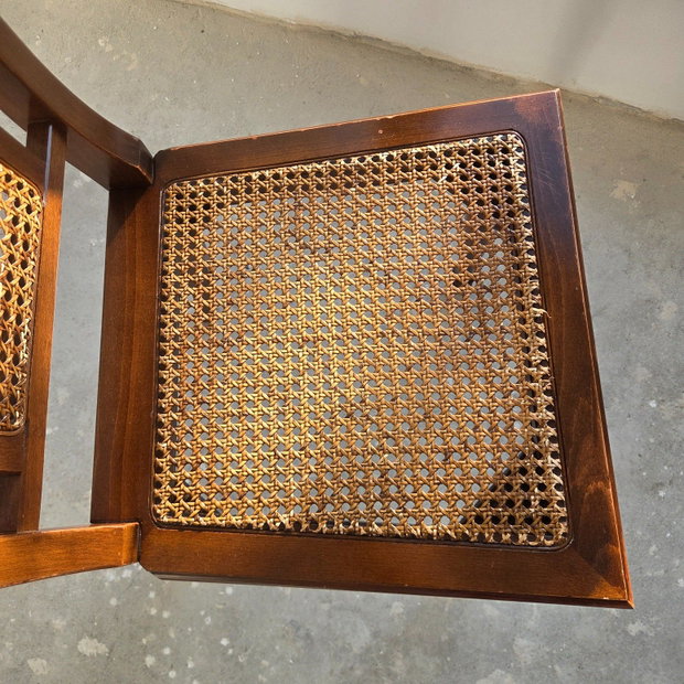 Scaun Vintage Italian MOD. DEPOSITATO - Ratan Vienez Original, Lemn Masiv