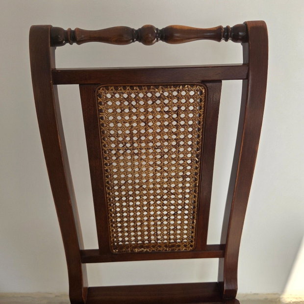 Scaun Vintage Italian MOD. DEPOSITATO - Ratan Vienez Original, Lemn Masiv