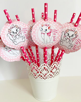 Set paie suc decorate Pisicuța Marie și personalizate