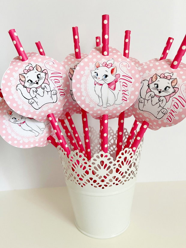 Set paie suc decorate Pisicuța Marie și personalizate