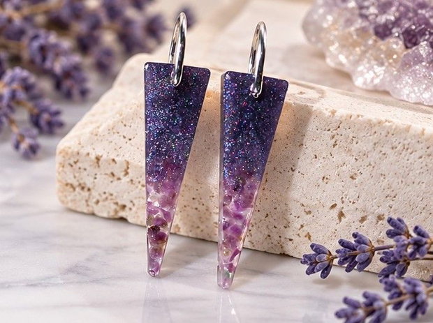 Cercei de ocazie violet cu pietricele