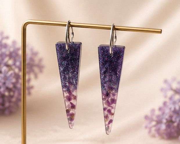 Cercei de ocazie violet cu pietricele