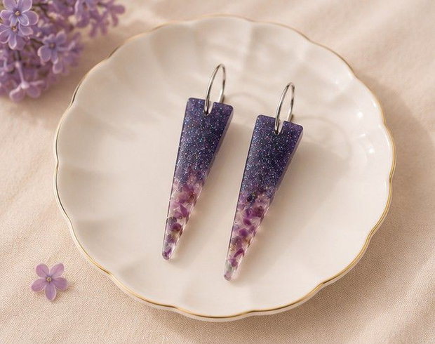 Cercei de ocazie violet cu pietricele