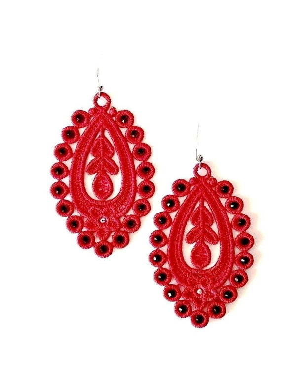 Cercei Rosii Chandelier Ovali