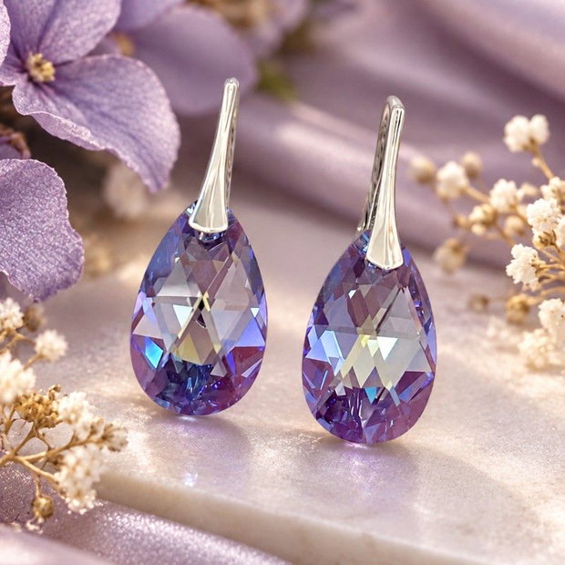 Cercei Swarovski Picătură Tanzanite Blue AB  Argint 925