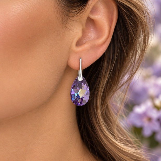 Cercei Swarovski Picătură Tanzanite Blue AB  Argint 925